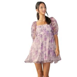 NWT Audrey Parks Francesca’s Penelope floral organza babydoll mini garden dress